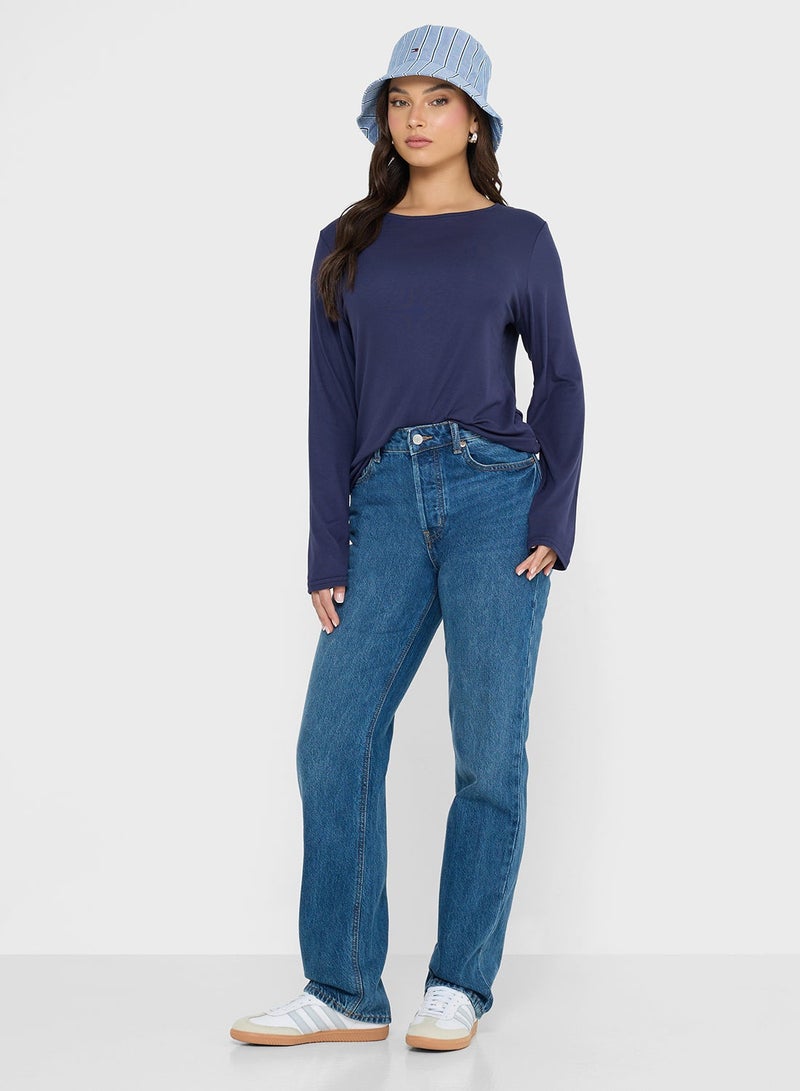 جينجر بيسيكس بلوزة بأكمام طويلة وياقة دائرية - Image 4